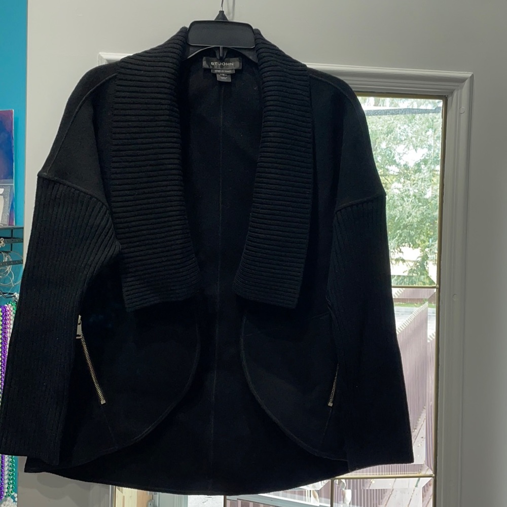 St. John black sweater jacket/coat size M
